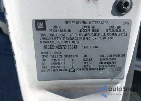 2007 Chevrolet Silverado 1500 Classic Work Truck z USA, uszkodzony, nr VIN 1GCEC14X57Z178843